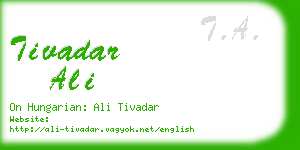 tivadar ali business card